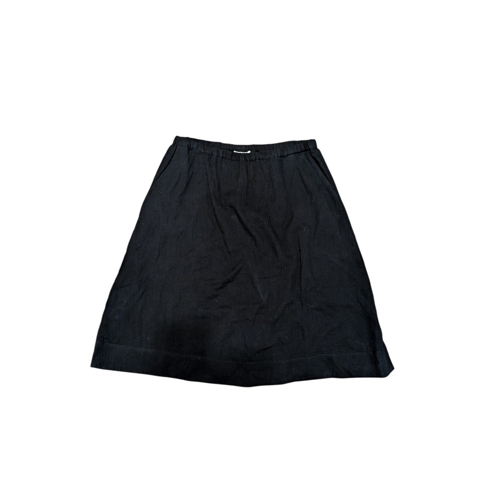 Eileen Fisher Gathered Organic Cotton Skirt Black Medium M NWT $178 Pockets
